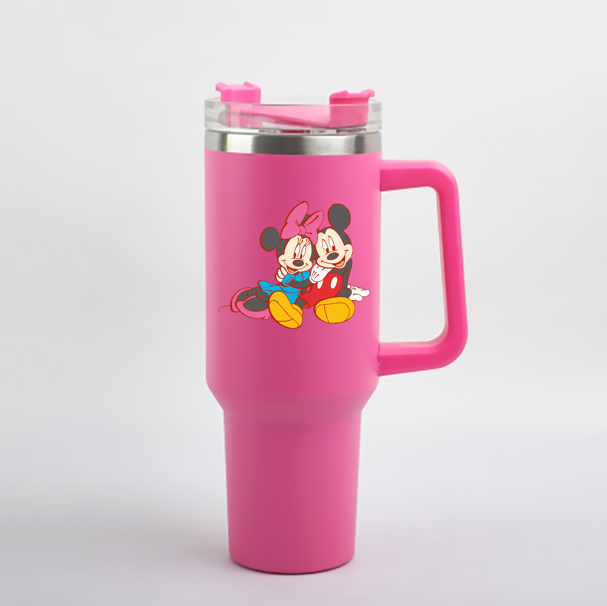 （画像用） ミッキーマウス Mickey Mouse 1200mL車用タンブラー - クリスタルステッカー（プラスチックストロー付き）